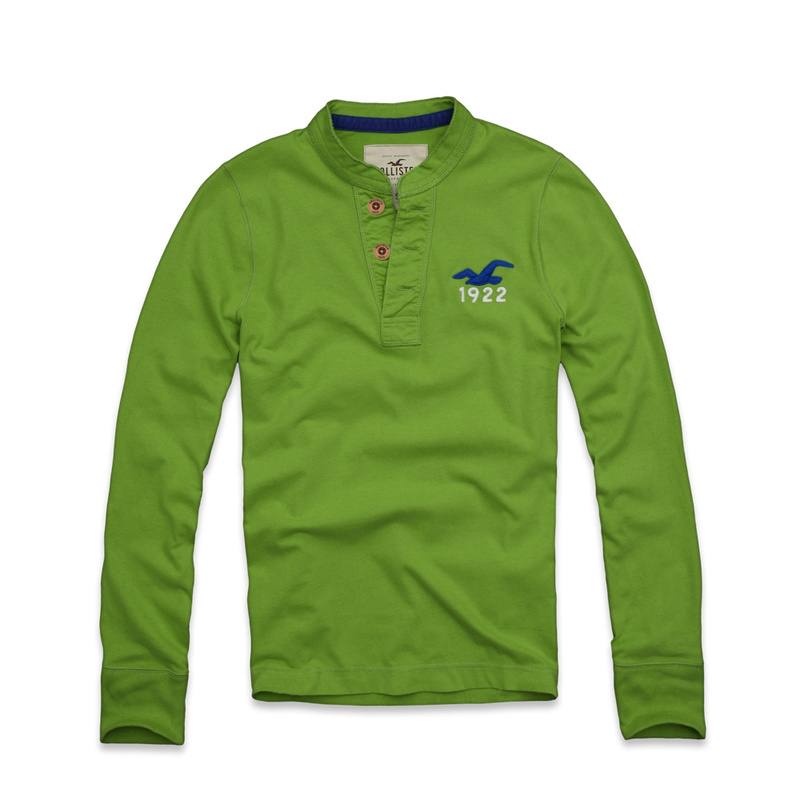 Hollister Hombres Ponte de pie de cuello Largo Remera HCO3853